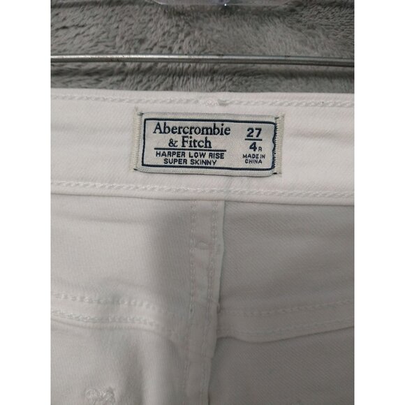 Abercrombie Fitch Jeans Women 4 White Harper Low Rise Super Skinny Distressed - Picture 7 of 9